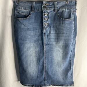 It Jeans Womens Skirt Size 12 Blue Washed Tatiana Knee Length Pencil Pockets Hip